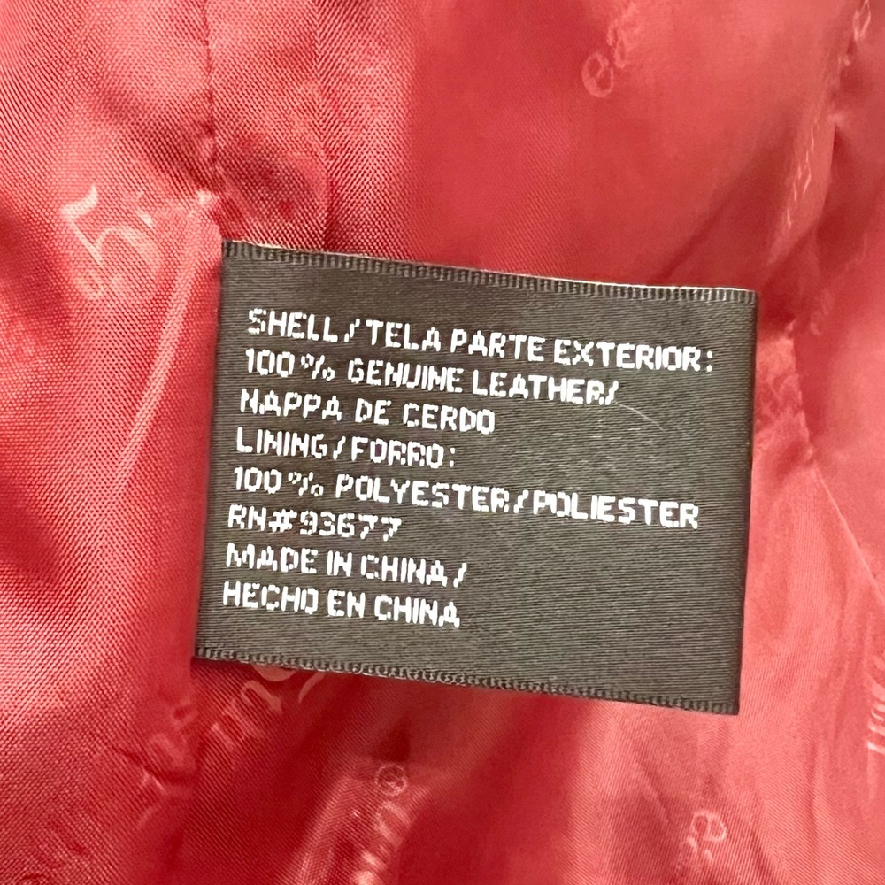 Women’s Med East 5th Genuine Leather zip-up jacket, Red/Burgundy 
UEC - Picture 6 of 14
